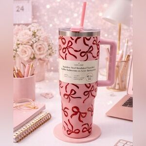 Ashland Pink🎀 Tumbler with Red Bow Design 40 fl oz or 1.1 Litre 🎀